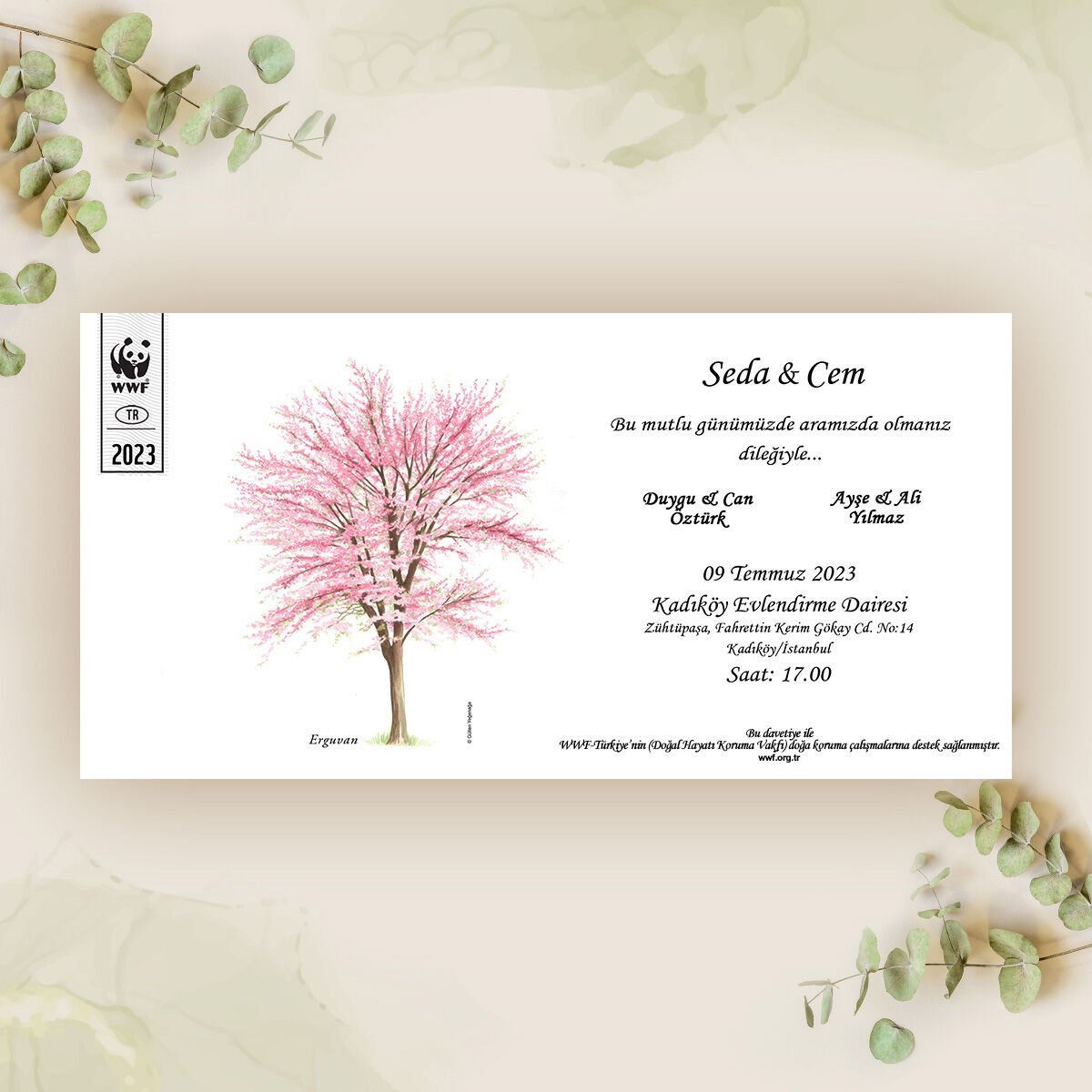 Erguvan Ağacı Temalı Davetiye