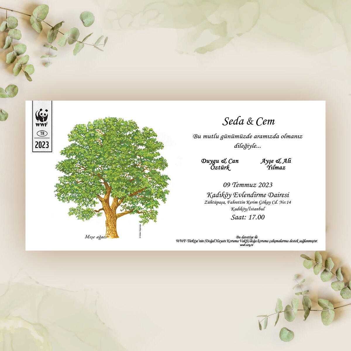 Meşe Ağacı Temalı Davetiye