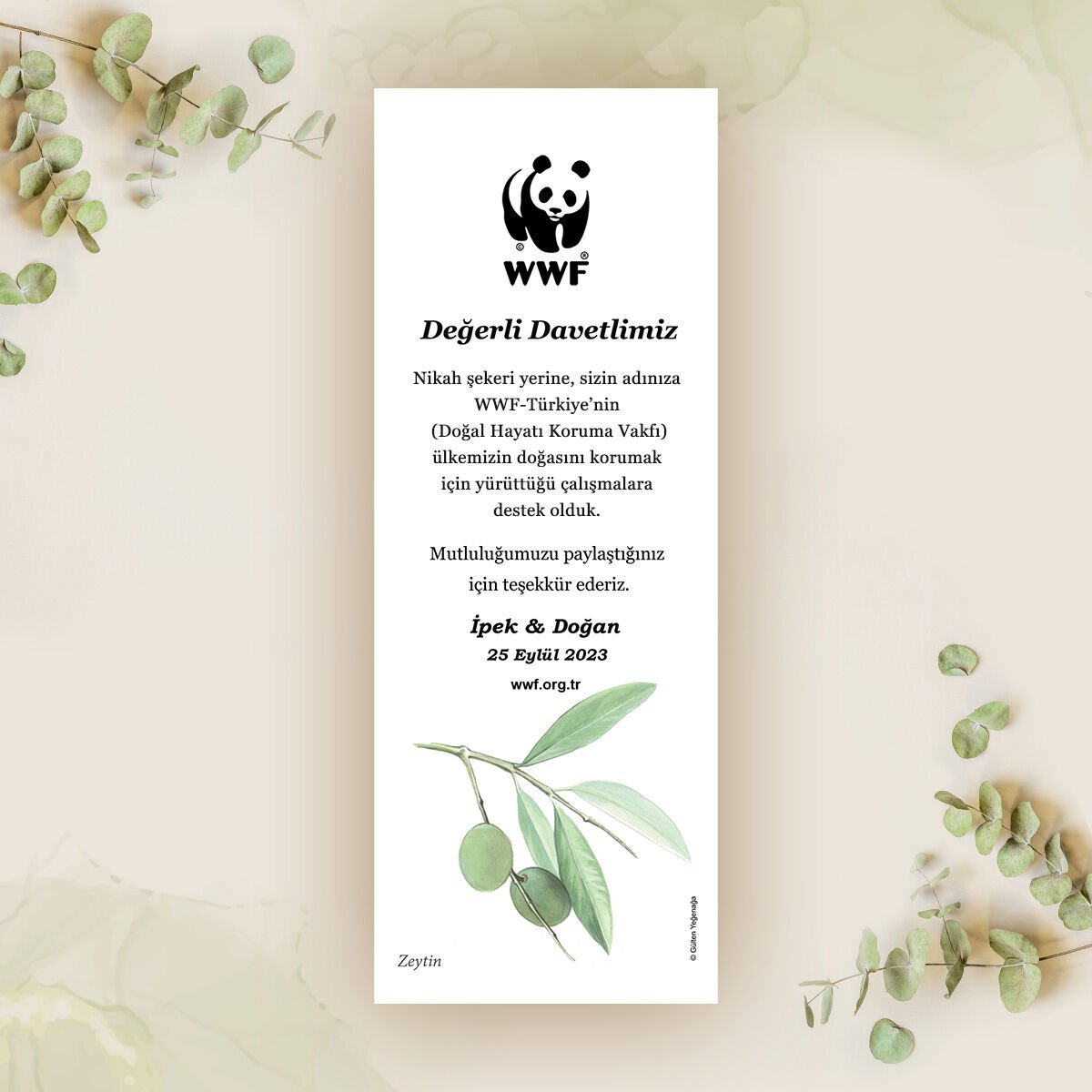 Zeytin Dalı Temalı Kitap Ayracı