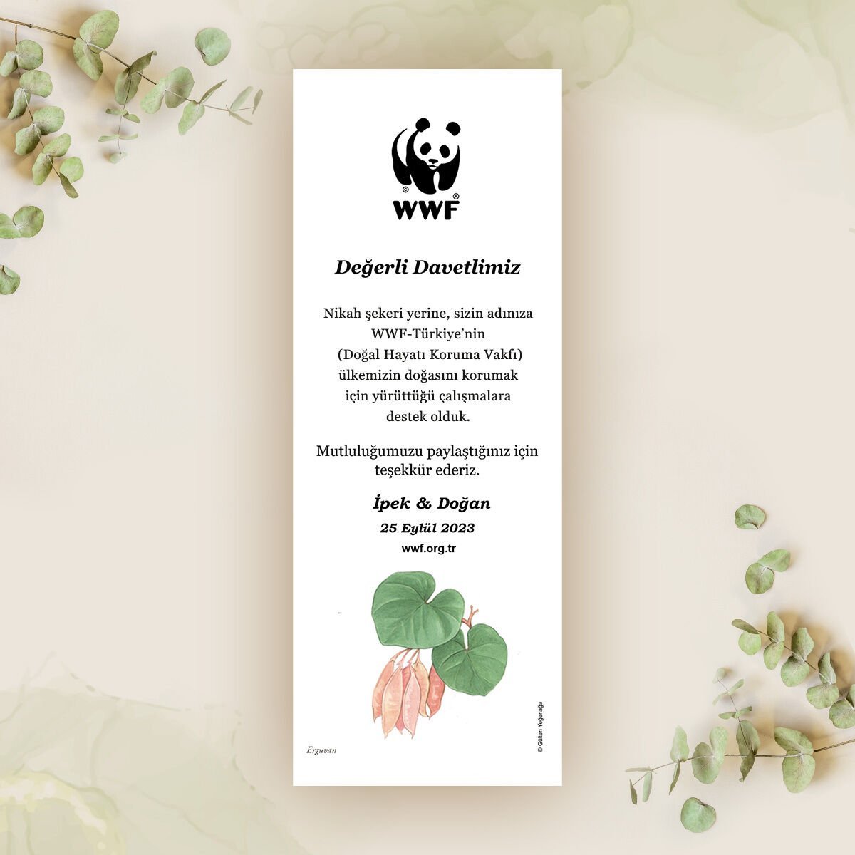 Erguvan Yaprağı Temalı Kitap Ayracı