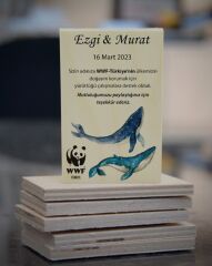 Balina Temalı Ahşap Magnet