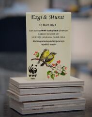 Kuş Temalı Ahşap Magnet