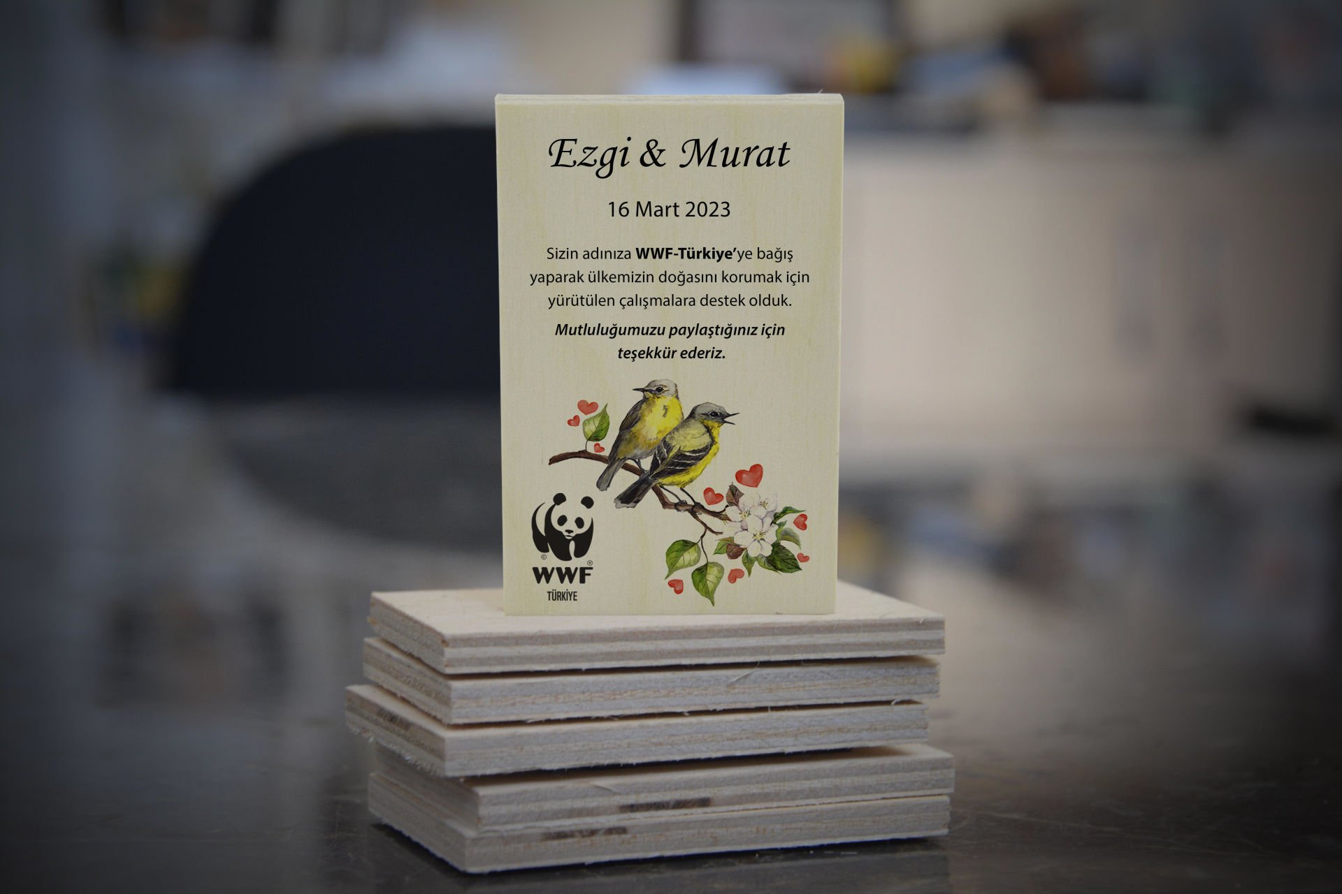 KuşTemalı Ahşap Magnet