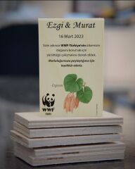 Erguvan Yaprağı Temalı Ahşap Magnet