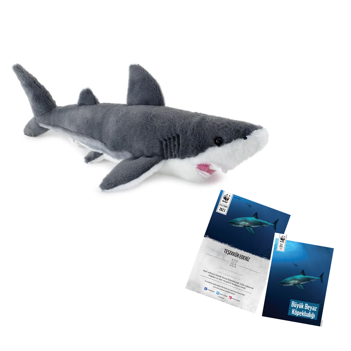 Büyük Beyaz Köpekbalığı Oyuncak Evlat Edinme Seti