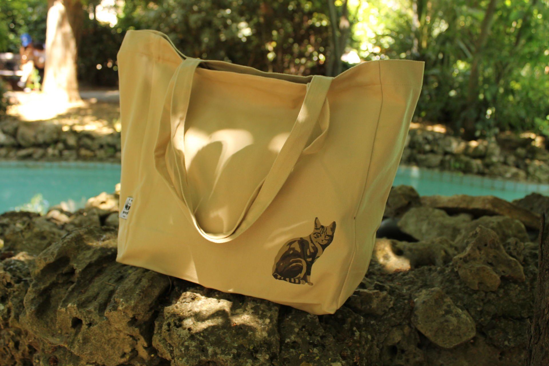 Kanvas Saz Kedisi Temalı Kol Çantası