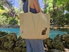 Kanvas Saz Kedisi Temalı Kol Çantası