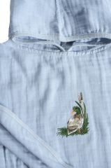 Müslin Ördek Nakışlı Mavi Panço