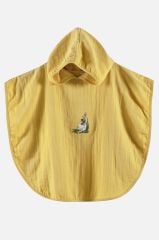 Müslin Ördek Nakışlı Sarı Panço