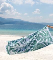Monstera Temalı Yeşil Peştemal
