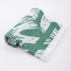 Monstera Temalı Yeşil Peştemal