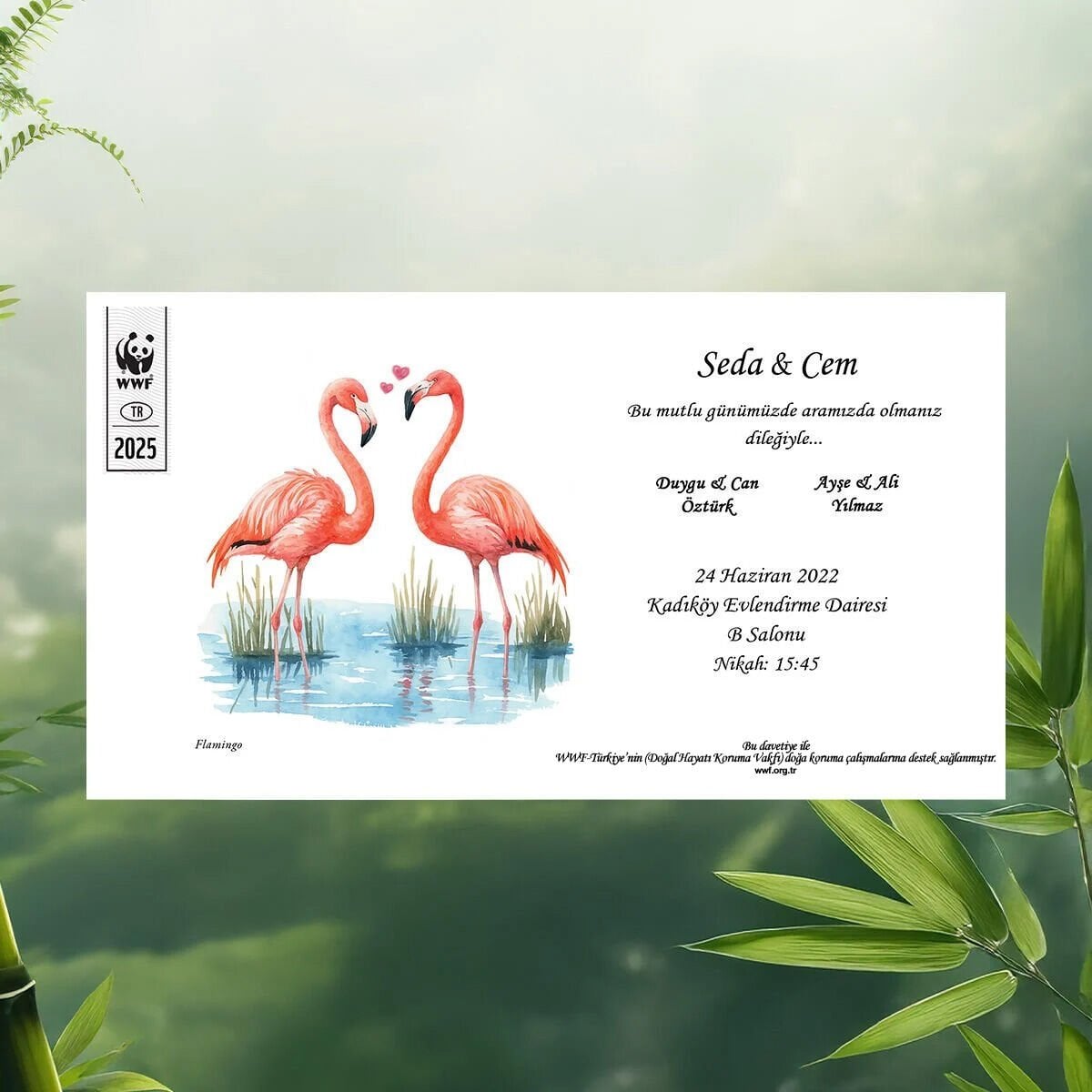 Flamingo Temalı Davetiye